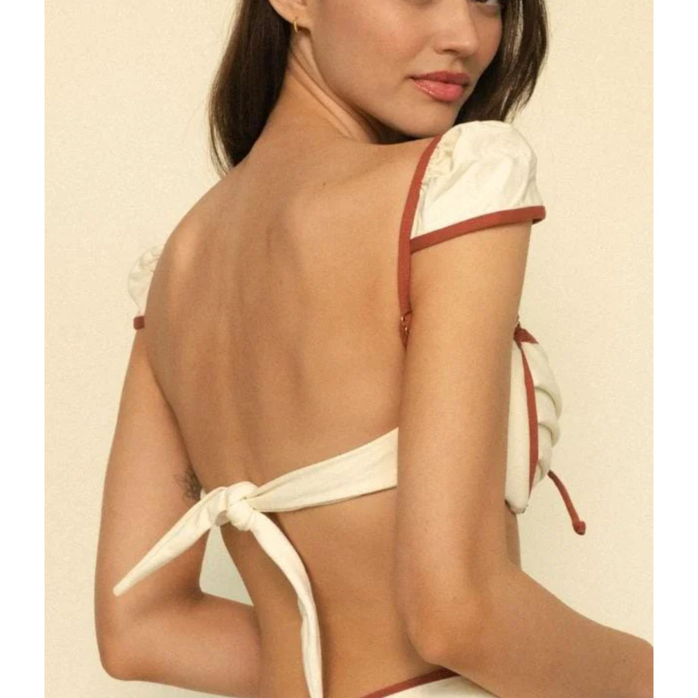 NEW MONTCE OAT TERRACOTTA BINDED CABANA BOWS BIKINI SWIMSUIT SWIM TOP SZ M - Picture 6 of 12